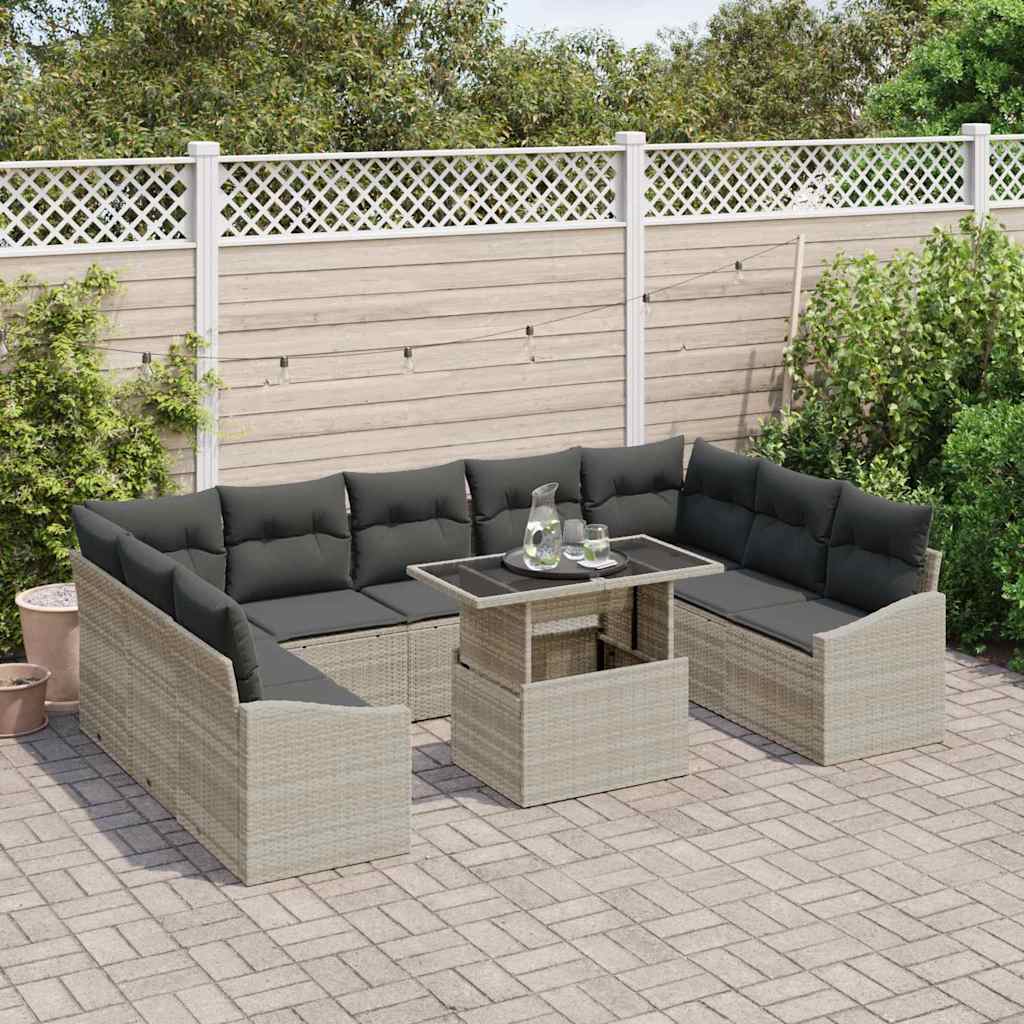 Garten-Sofa-Set 10 pcs Hellgrau und Dunkelgrau 100 x 55 x 73 cm